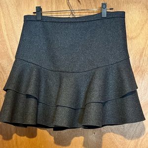 J. Crew Charcoal Ruffle Wool Skirt